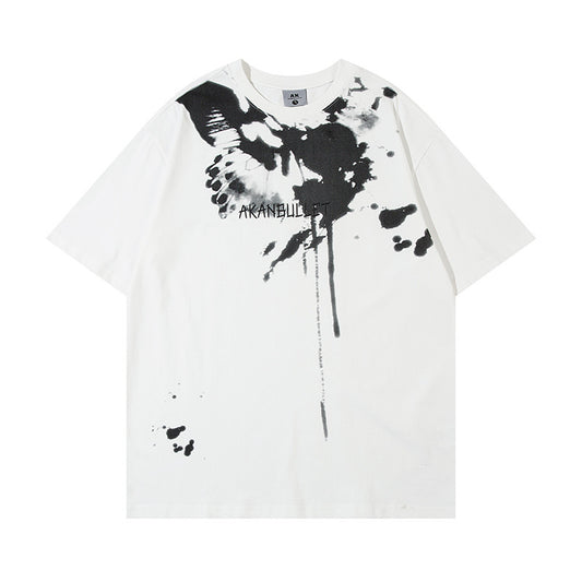 Fashion Butterfly Splashed Ink Printing Short Sleeve Men