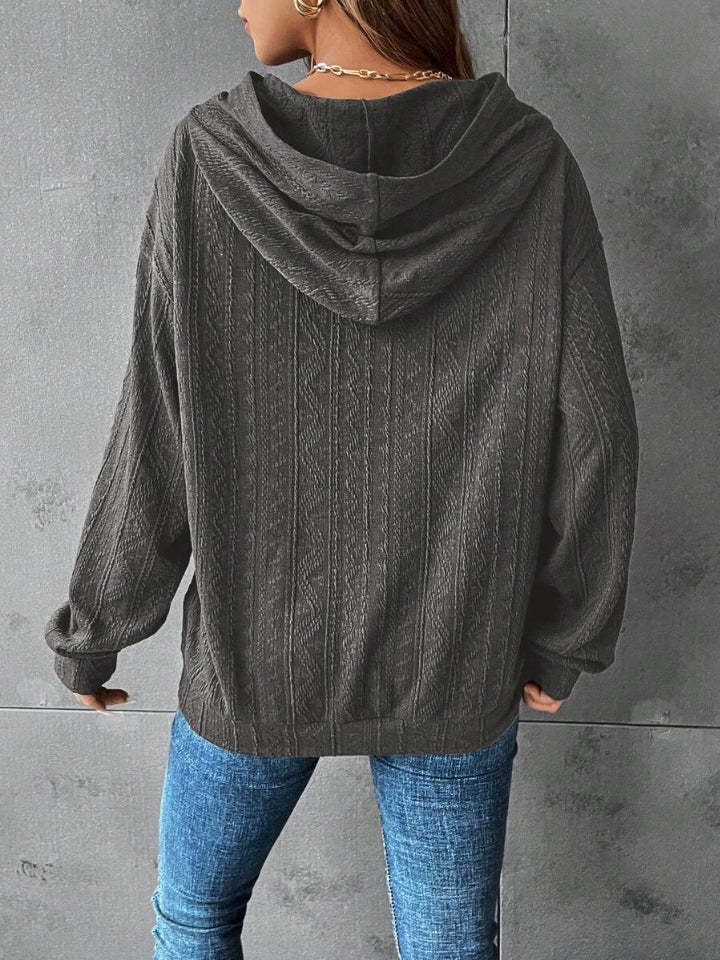 Textured Dropped Shoulder Hoodie