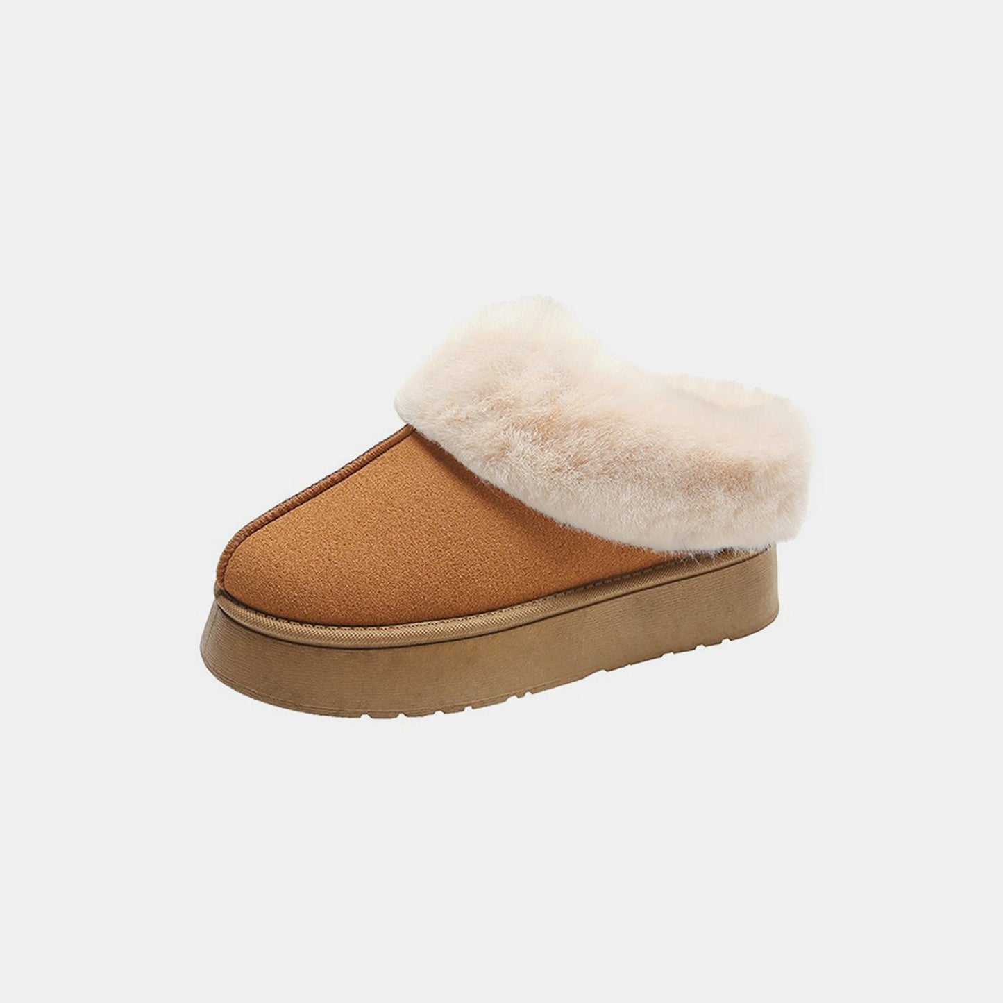 Furry Chunky Platform Slippers