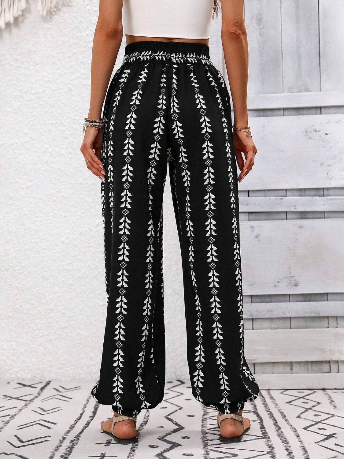 Tied Printed High Waist Pants