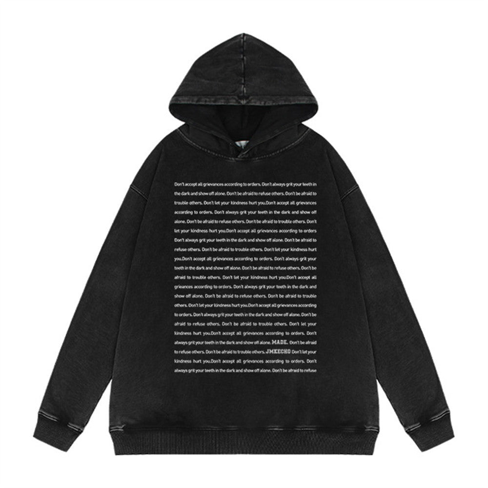 English Letters Printed Hoodie Men