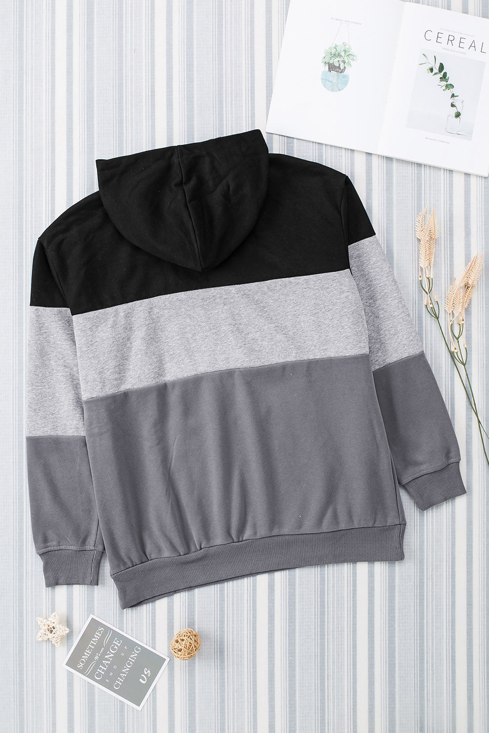 Color Block Dropped Shoulder Hoodie