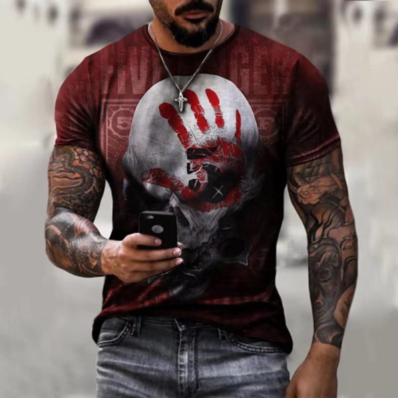 Skull Flag Print Men's T-shirt Top