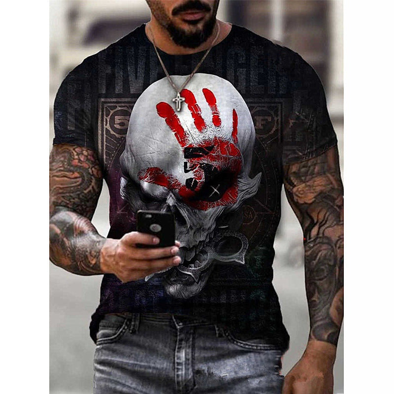 Skull Flag Print Men's T-shirt Top