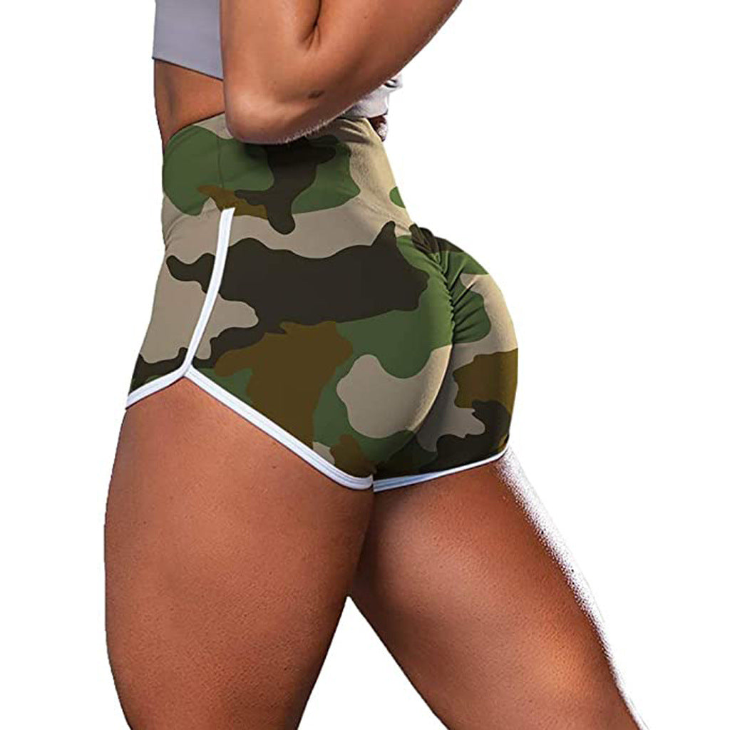 Ladies Camouflage Tie-Dye Print Hip-Up Fitness Casual Shorts