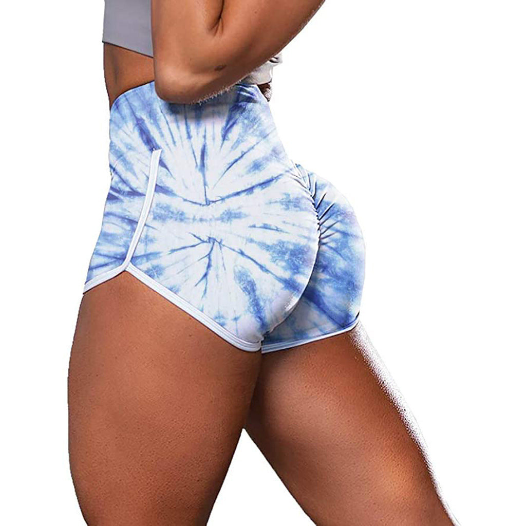 Ladies Camouflage Tie-Dye Print Hip-Up Fitness Casual Shorts