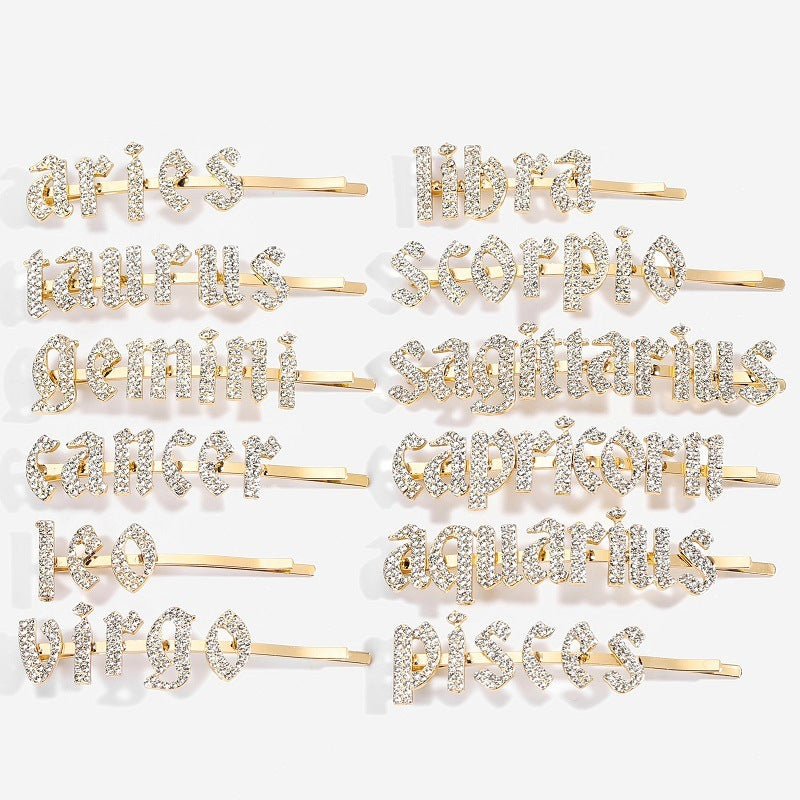 Constellation Word Clip English Character DIY Hairpin Hair Accessories Personalized Custom Wholesale