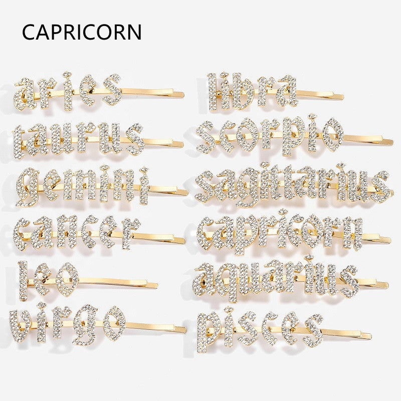 Constellation Word Clip English Character DIY Hairpin Hair Accessories Personalized Custom Wholesale