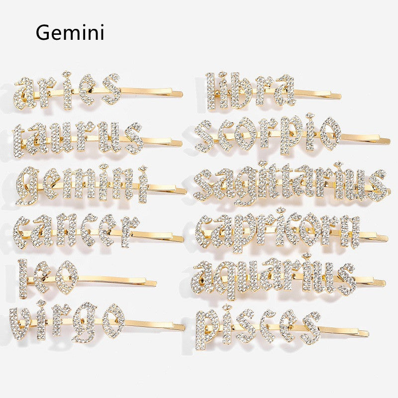 Constellation Word Clip English Character DIY Hairpin Hair Accessories Personalized Custom Wholesale