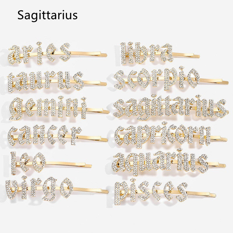 Constellation Word Clip English Character DIY Hairpin Hair Accessories Personalized Custom Wholesale