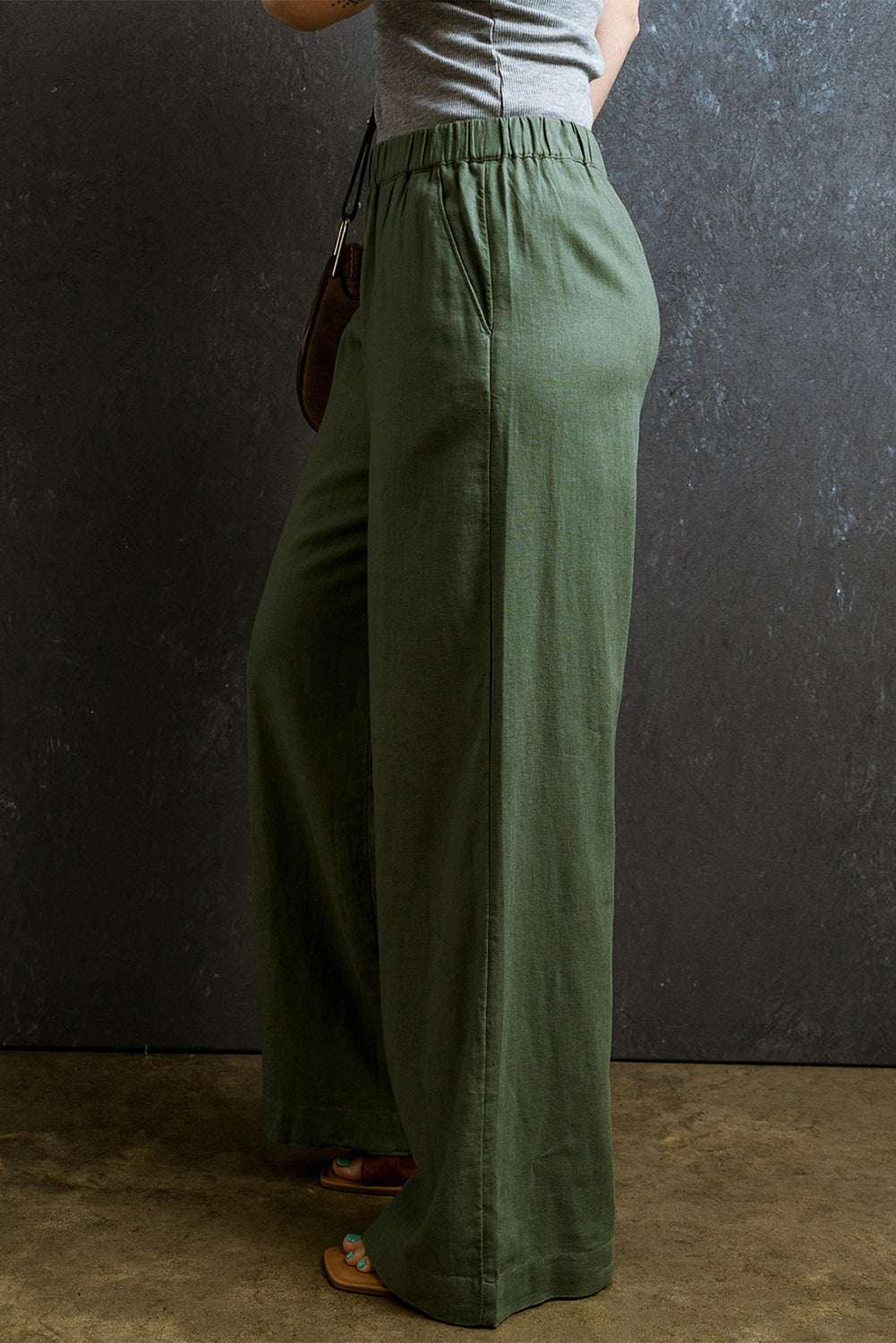 Elastic Waist Wide Leg Pants