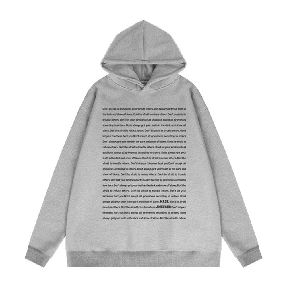 English Letters Printed Hoodie Men