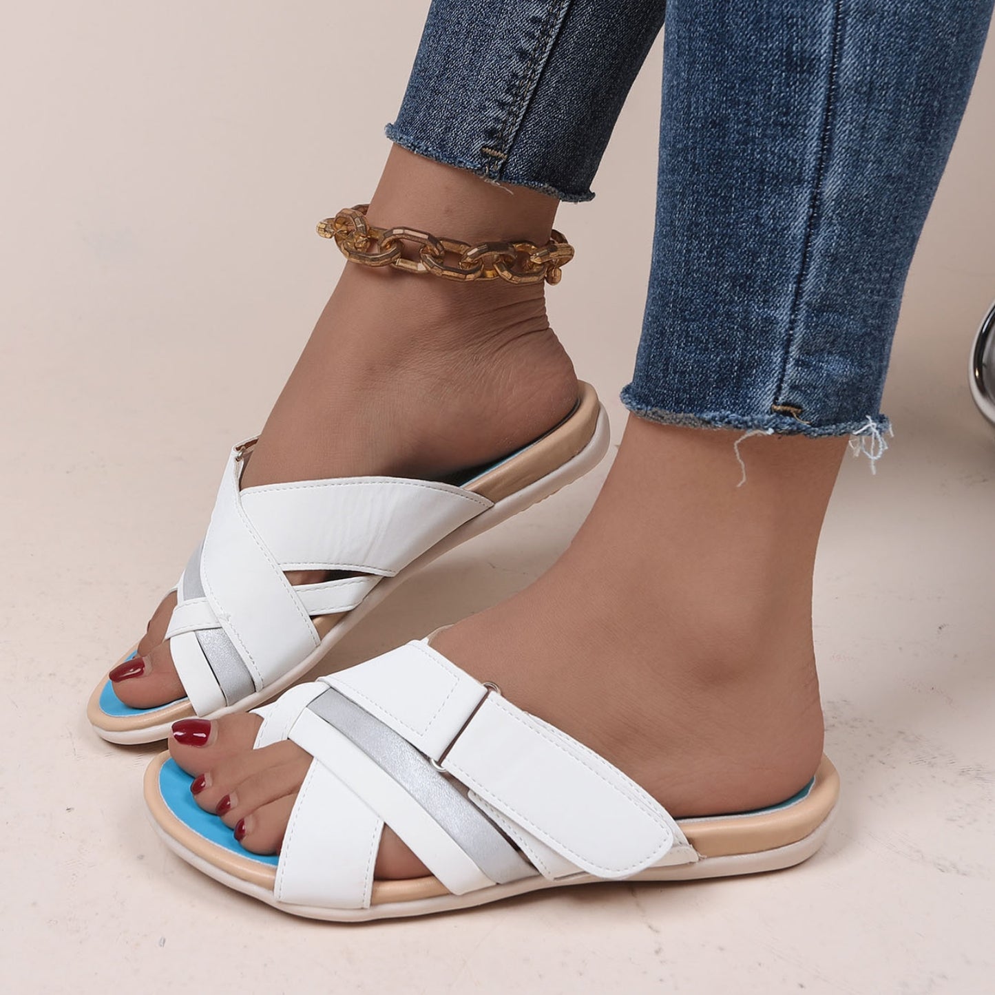 Crisscross PU Leather Open Toe Sandals