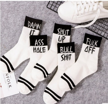 Letter street Harajuku in stockings men and women couple socks cotton socks