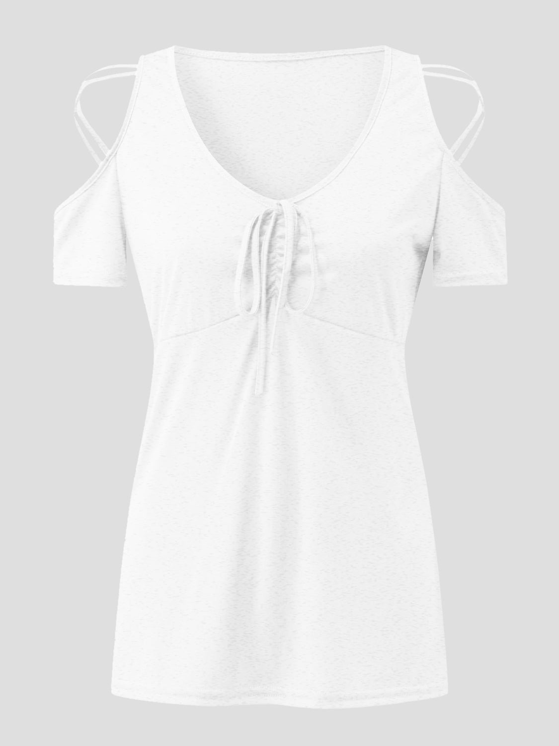 Full Size Crisscross Cold Shoulder Short Sleeve T-Shirt