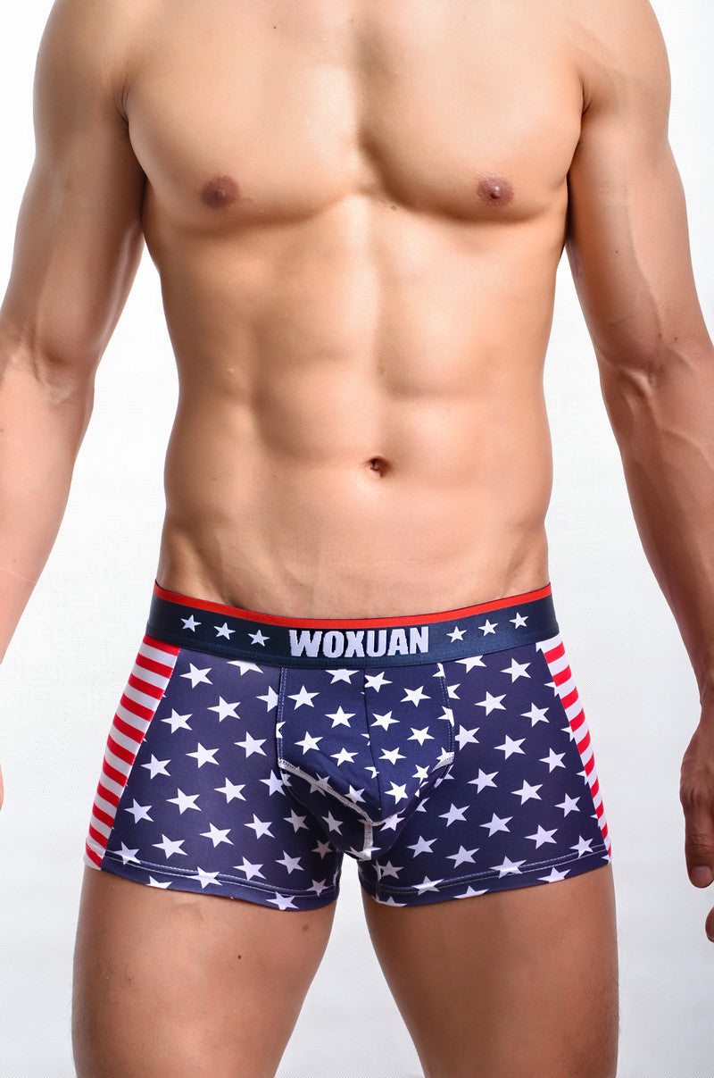 American flag printed ribbed boxers