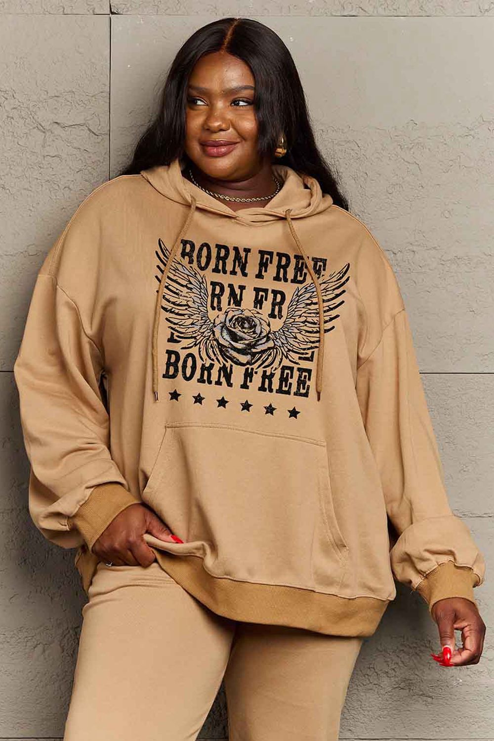 Simply Love Simply Love Full Size BORN FREE Graphic Hoodie