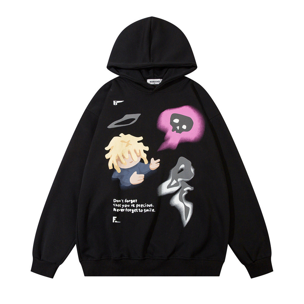 Fashion Cartoon Printed Hoodie Men