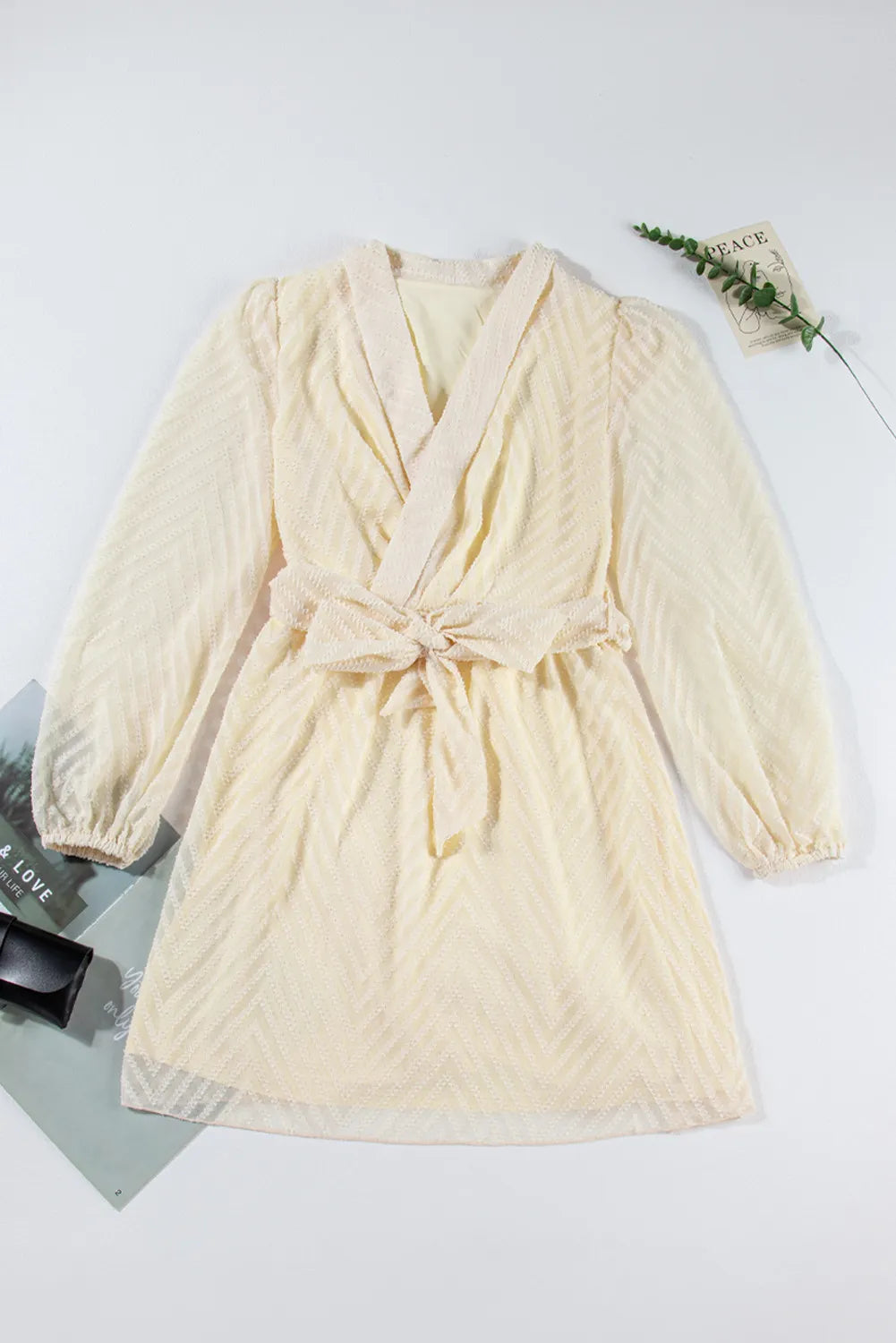 Surplice Long Sleeve Mini Dress