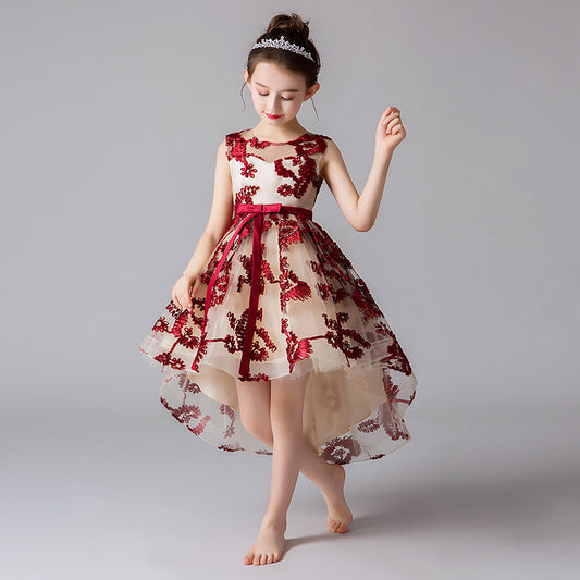 Children's princess dress lace trailing costumes