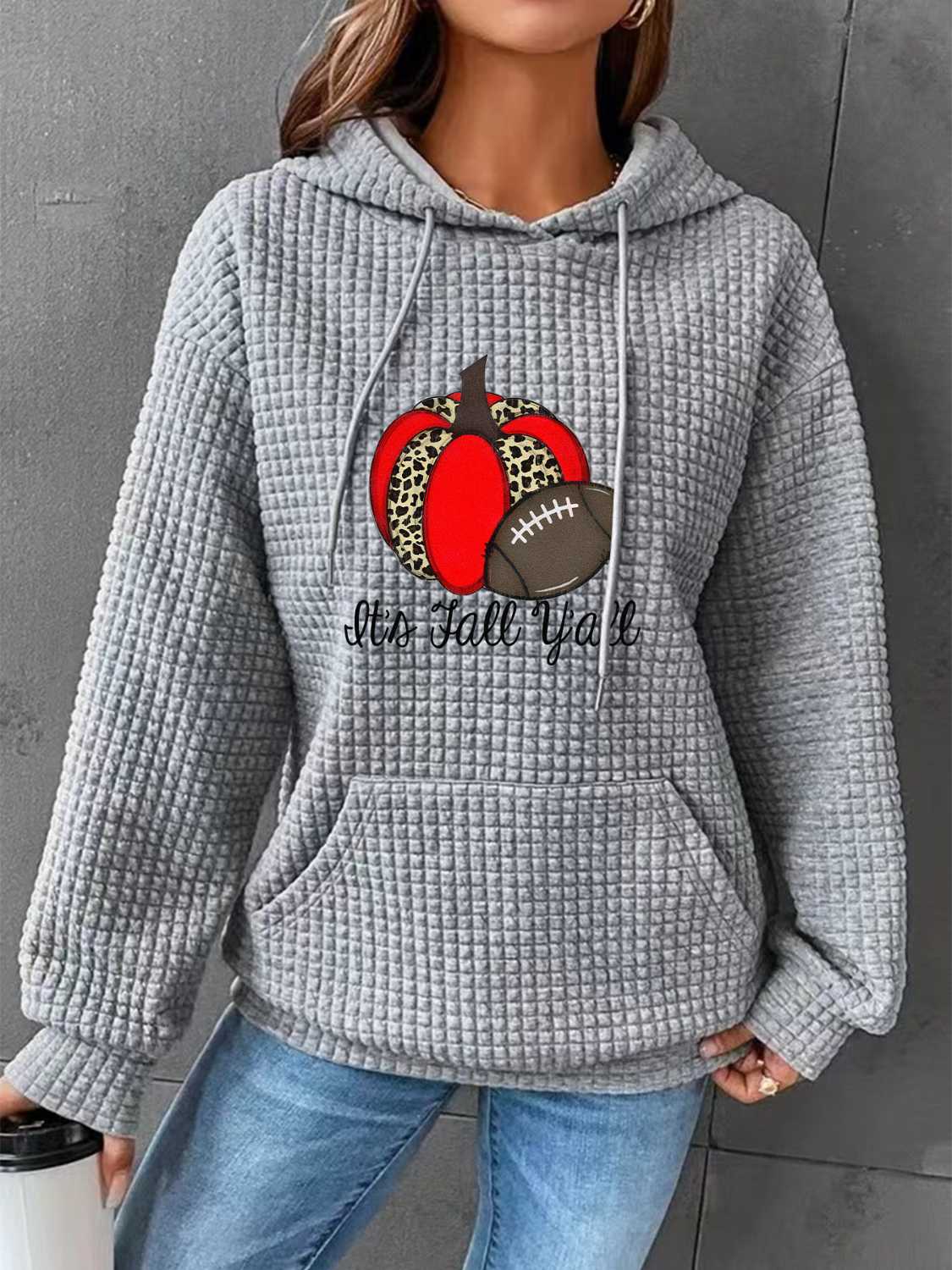 Fall Graphic Hoodie with Front Pocket