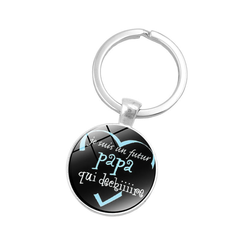 Father's Day Crystal Glass Keychain Pendant