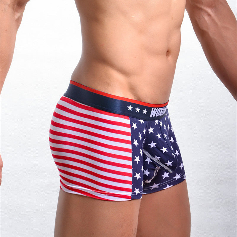 American flag printed ribbed boxers