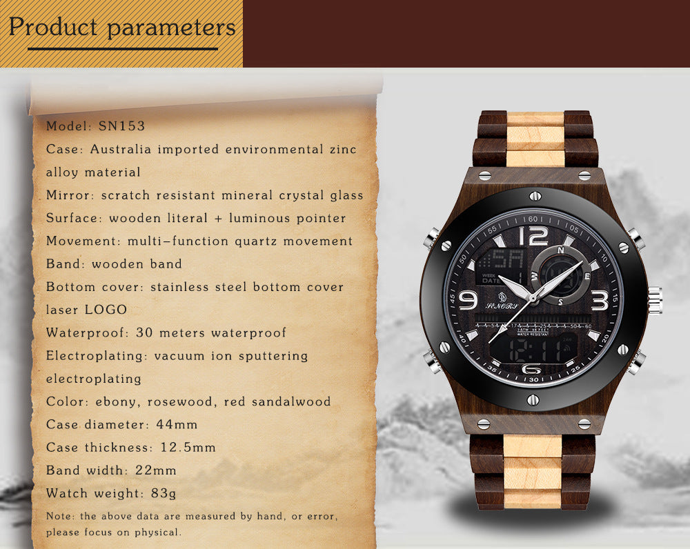 Luxury Wood Watch Handmade Chronograph Man