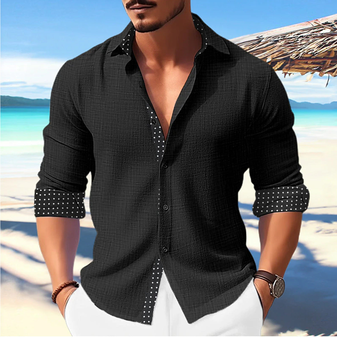 Casual Fashion Trends 3D Printed Men's Long Sleeve Shirt