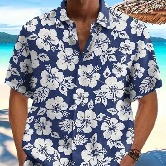 Hawaiian Style Beach Shirt Short Sleeve Lapel Print Casual Shirt