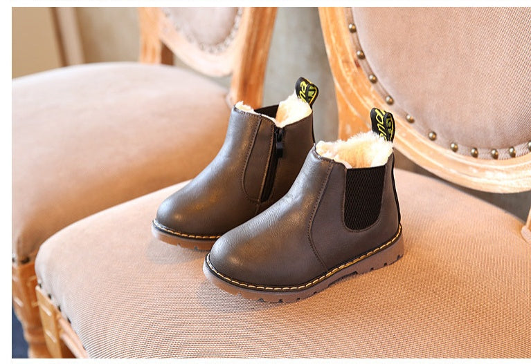 autumn and winter children's shoes short boots boys' leather boots girls Europe and the United States big children's boots single boots