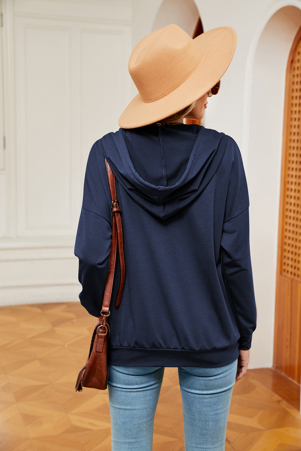 Quarter-Snap Drawstring Hoodie