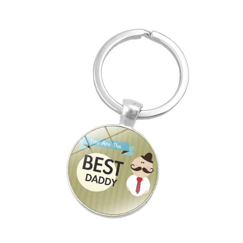 Father's Day Crystal Glass Keychain Pendant