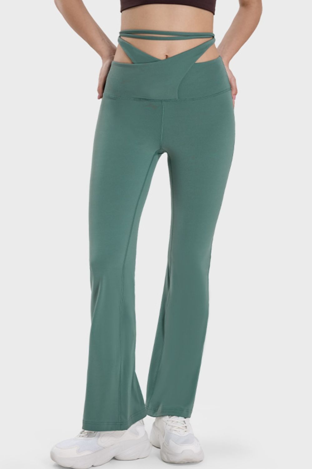 Tied Mid-Rise Waist Active Pants