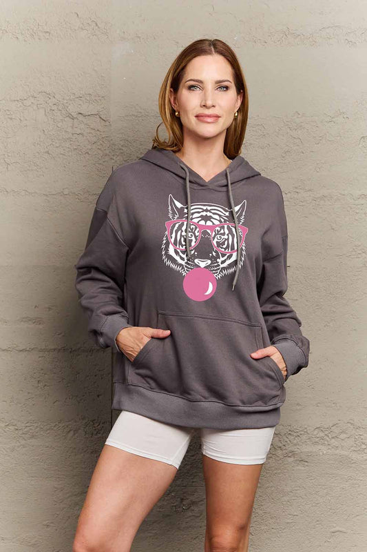 Simply Love Simply Love Full Size Dropped Shoulder Tiger Graphic Hoodie