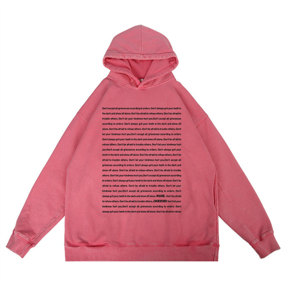 English Letters Printed Hoodie Men