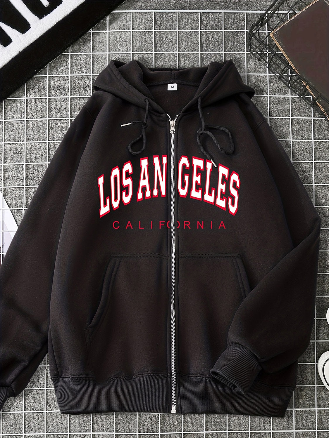 LOS ANGELES CALIFORNIA Graphic Drawstring Hooded Jacket