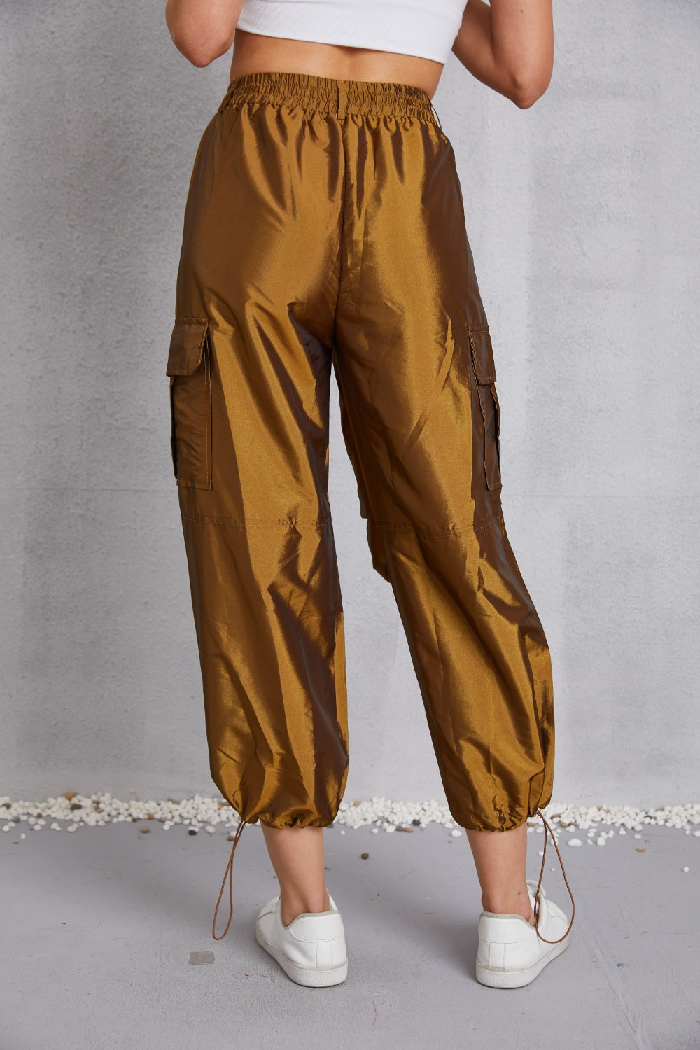 Drawstring High Waist Cargo Joggers