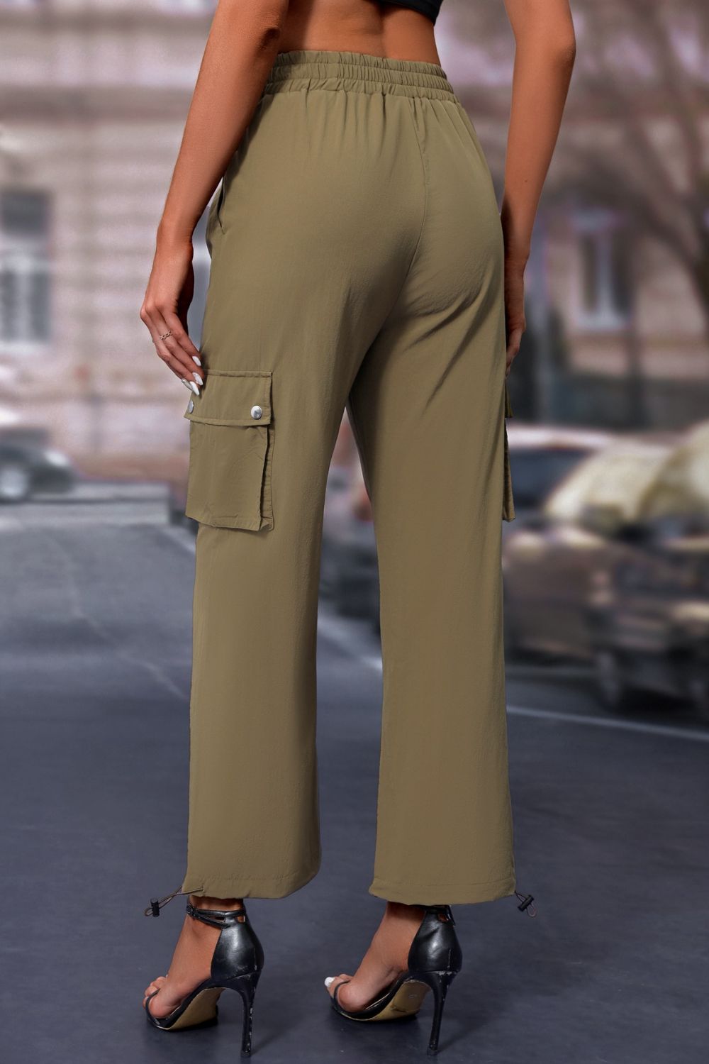 Elastic Waist Pants with Pockets