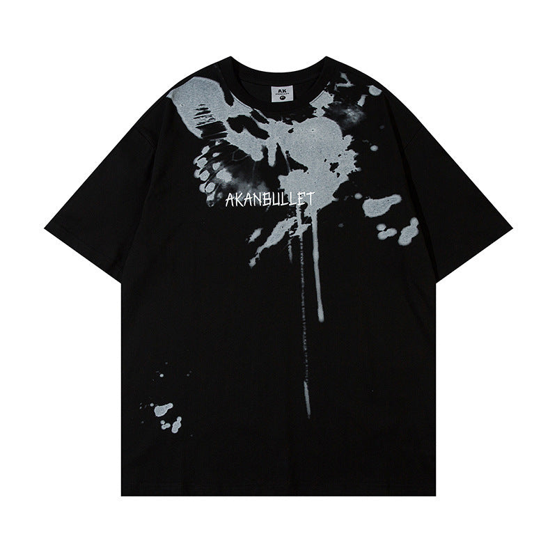 Fashion Butterfly Splashed Ink Printing Short Sleeve Men