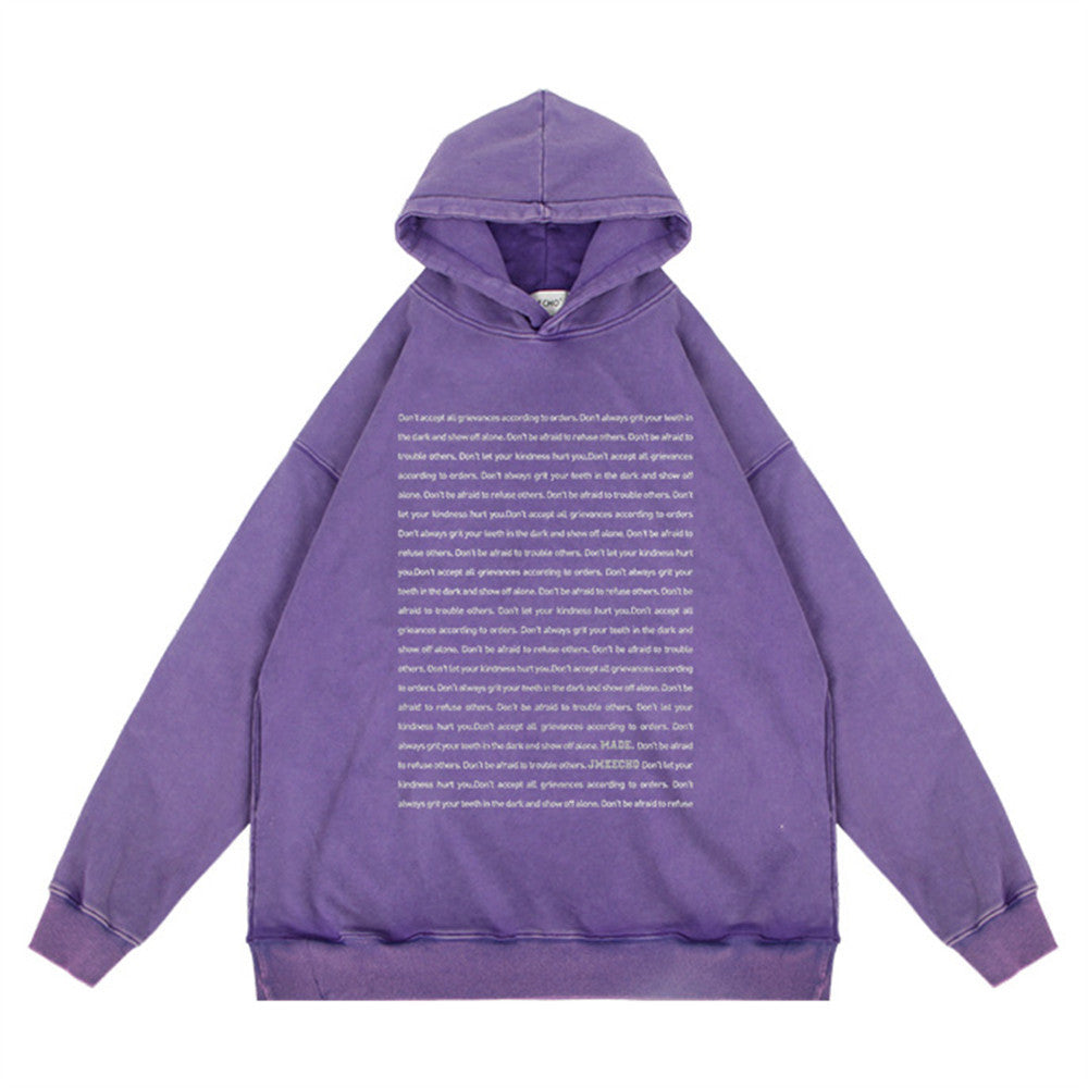 English Letters Printed Hoodie Men