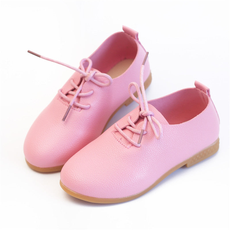 Little Girl Soft-soled Peas Shoes Girls All-match Princess Single Shoes Children Lace-up Shoes