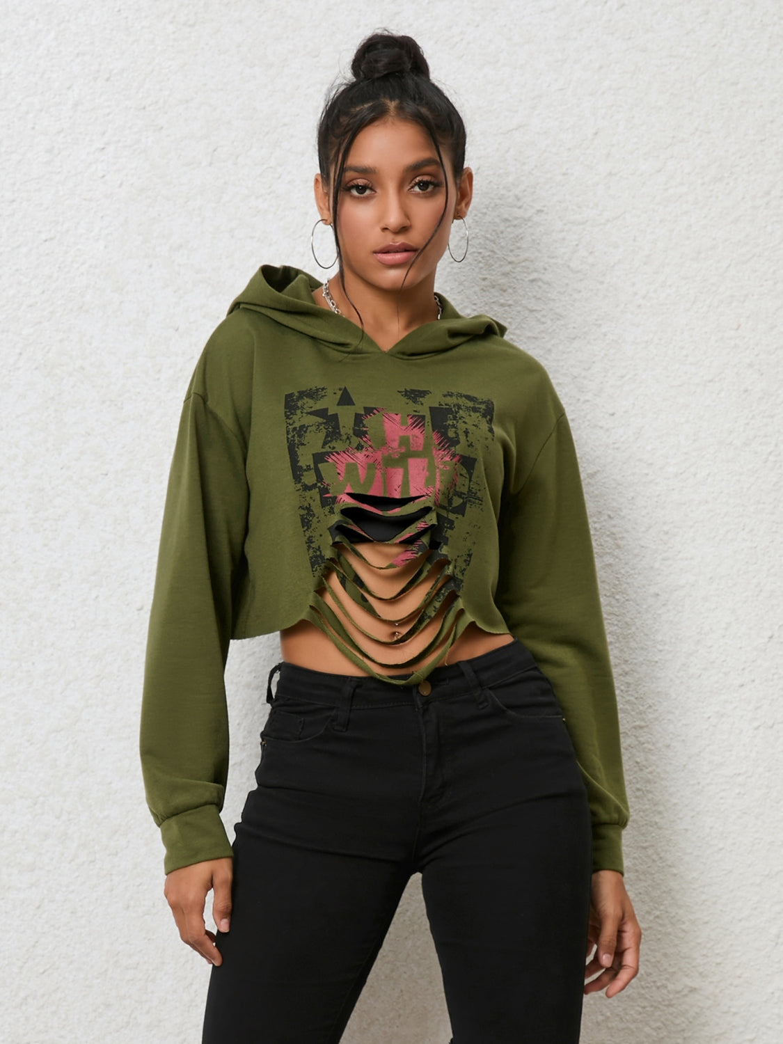 Cutout Long Sleeve Hoodie