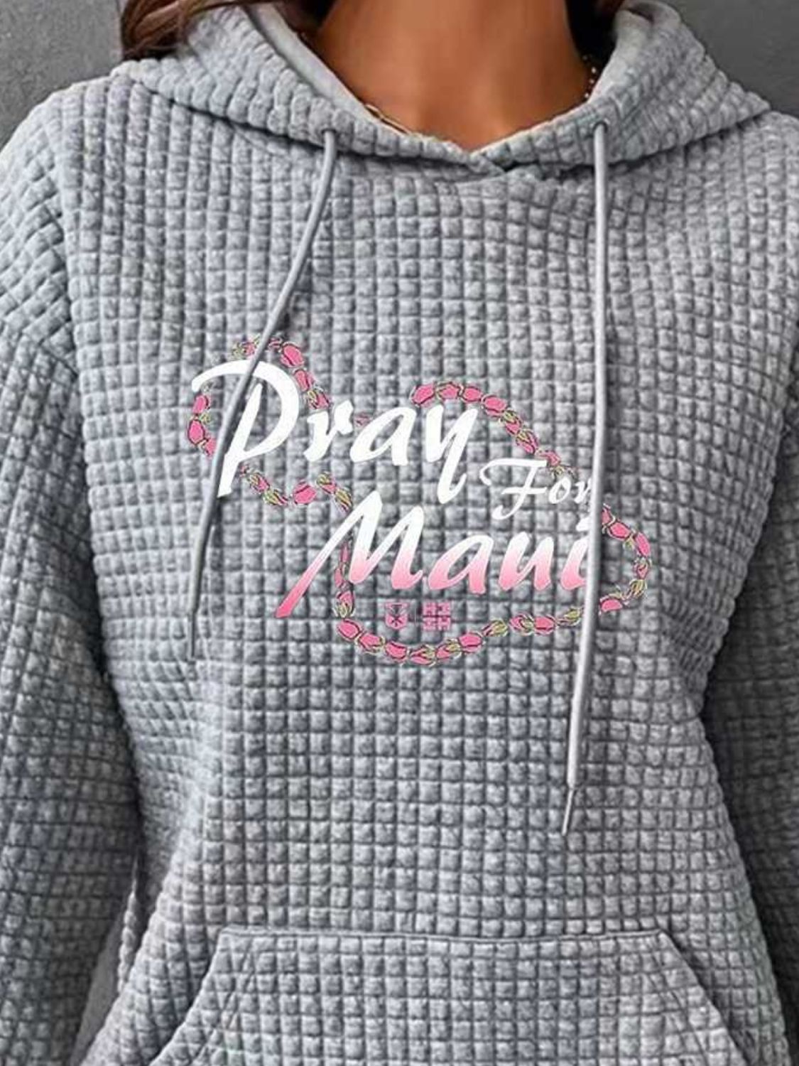 Full Size PRAY FOR MAUI Graphic  Drawstring Long Sleeve Hoodies