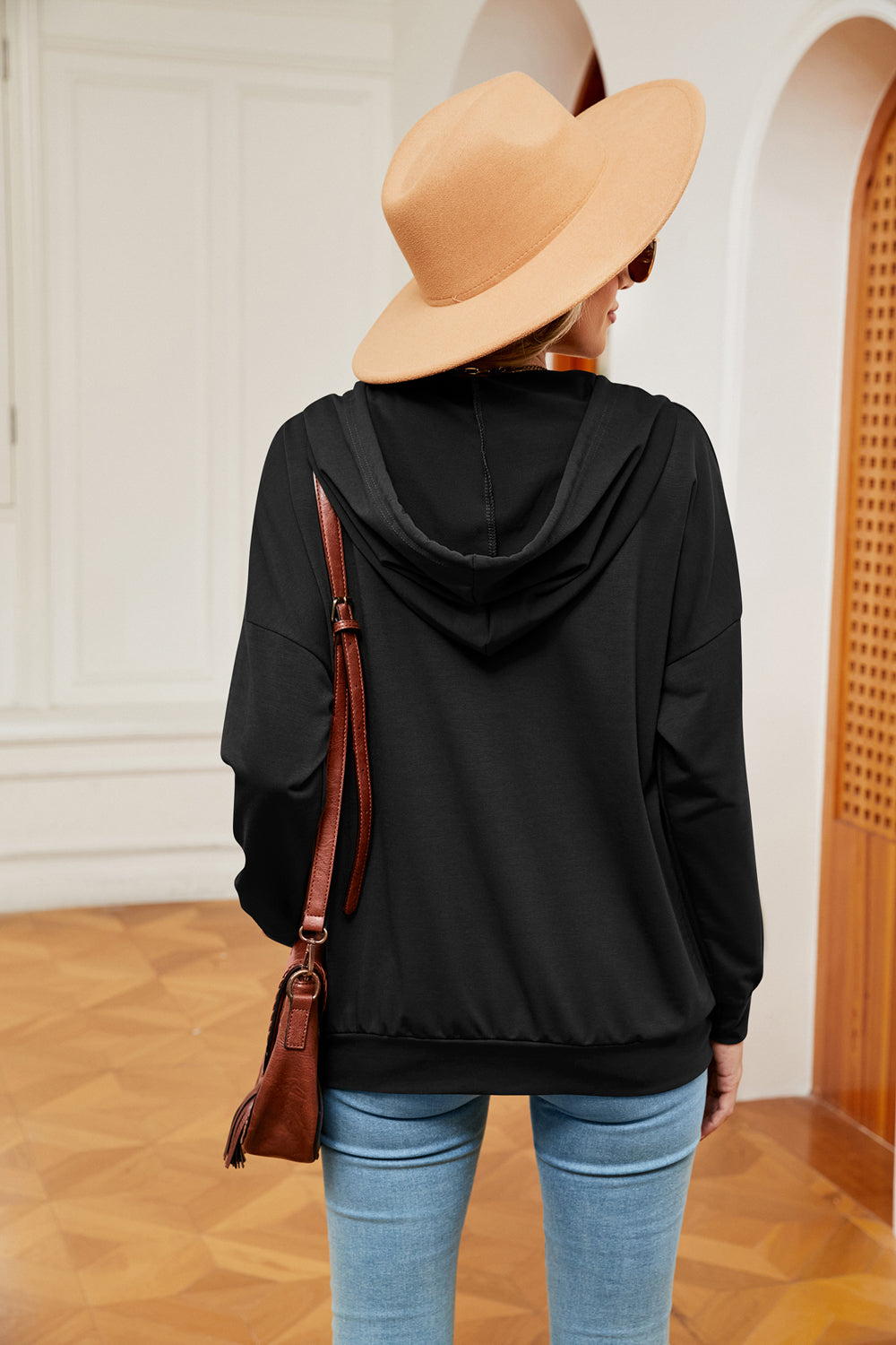 Quarter-Snap Drawstring Hoodie