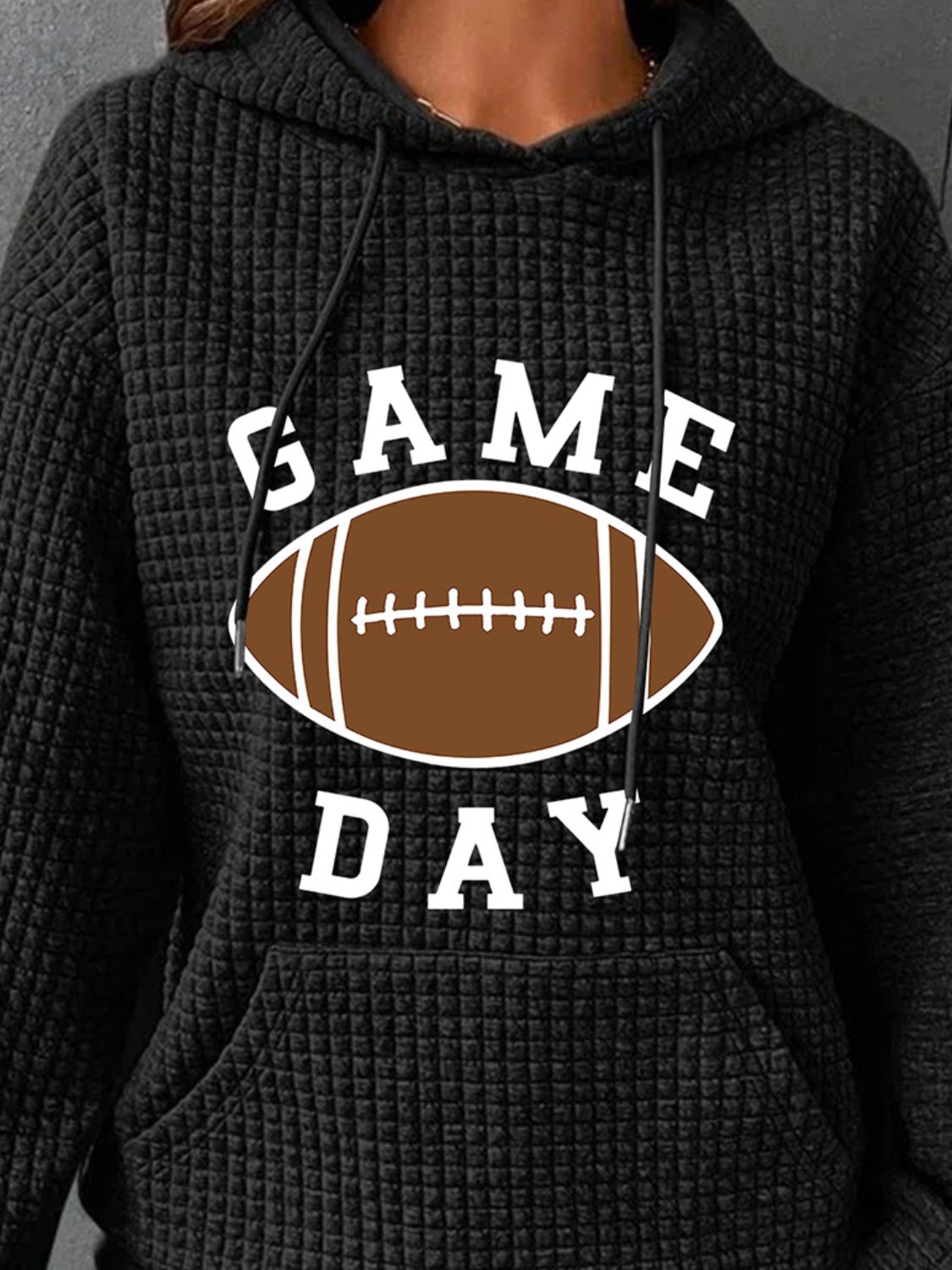 Full Size GAME DAY Graphic Drawstring Hoodie