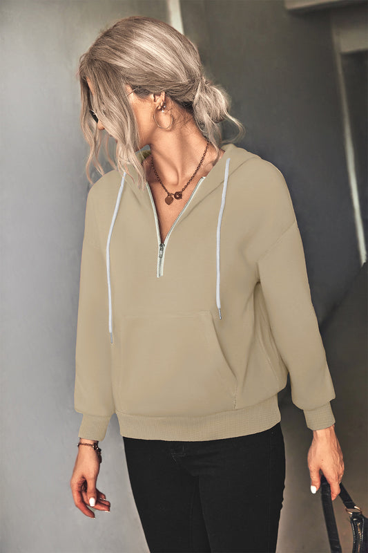 Half-Zip Drawstring Hoodie