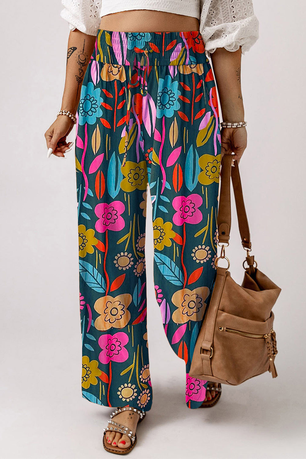 Printed High Waist Wide Leg Pants