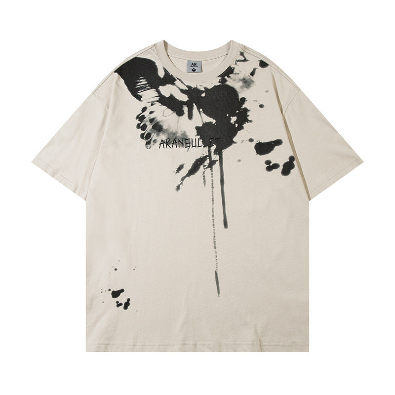 Fashion Butterfly Splashed Ink Printing Short Sleeve Men