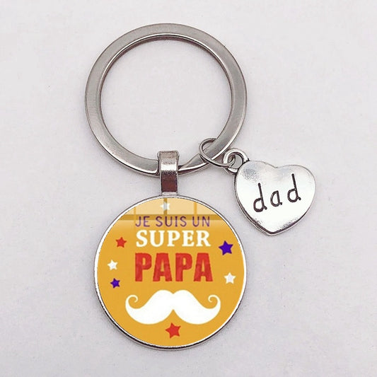 Father's Day Crystal Glass Keychain Pendant